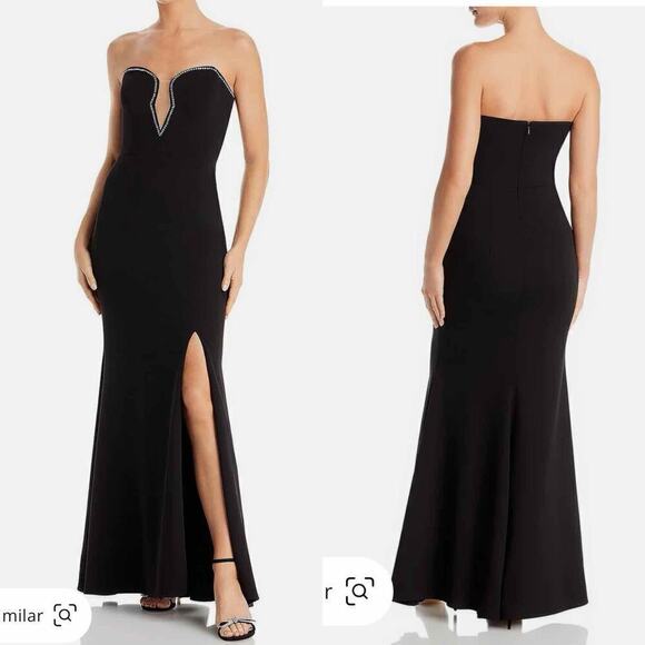 AQUA Strapless Plunging Black Formal Party Evening Dress - Picture 12 of 12